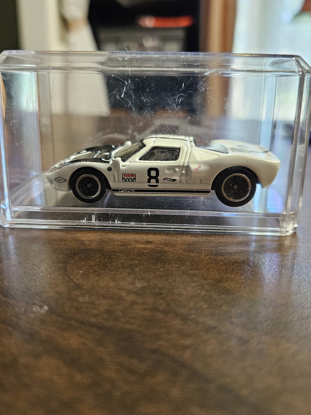 Hot Wheels Encased White and Black Ford GT 40
